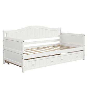 Whisen Modern Style Twin Wooden Daybed Frame with Trundle Bed