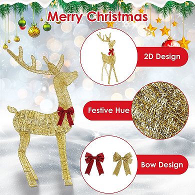 Lighted Christmas Reindeer & Sleigh Decoration Indoor/Outdoor with 8 Lighting Modes