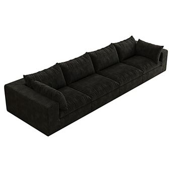 Whisen 157.6" Corduroy 4-Seater Cloud Sofa Deep Seat Couch