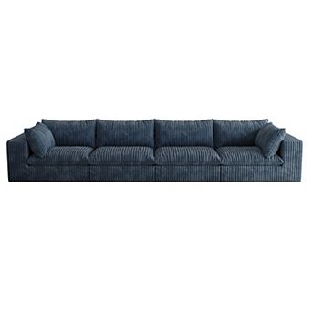 Whisen 157.6" Corduroy 4-Seater Cloud Sofa Deep Seat Couch