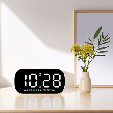 Dimmable LED Alarm Clock - 5-Level Brightness, Dual Alarms, Snooze Function 5.1"x1.4"x2.4"