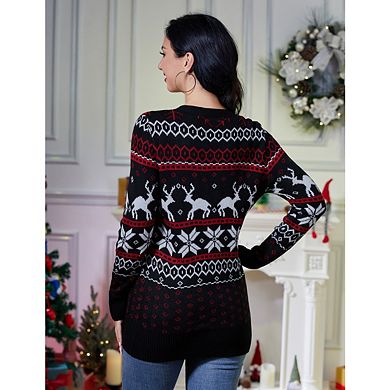 Women's Ugly Christmas Sweater Christmas Cardigans Funny Xmas Open Front Button Down Coat Outwear