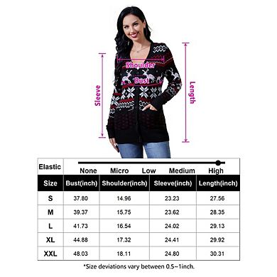 Women's Ugly Christmas Sweater Christmas Cardigans Funny Xmas Open Front Button Down Coat Outwear