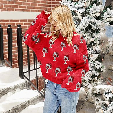 Christmas Sweater for Women Cute Santa Knitted Pullover Tops