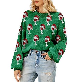 Christmas Sweater for Women Cute Santa Knitted Pullover Tops