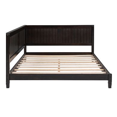 Whisen Classic Design Wood Daybed, Sofa Bed with Backrset and Unique Armrset