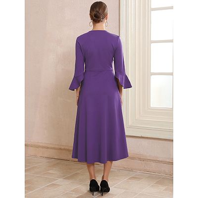 bell formal dresses Pleated Long A-Line Formal Dress with Bell Sleeves Red / 10