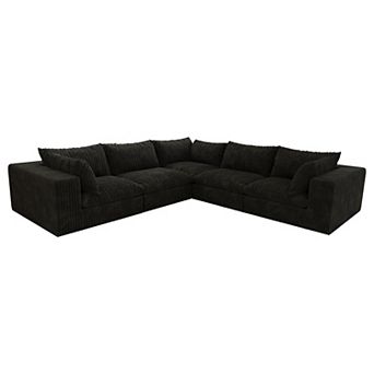Whisen 118.2'' 5-Seat V-Shaped Cloud Sofa Deep Seat Couch