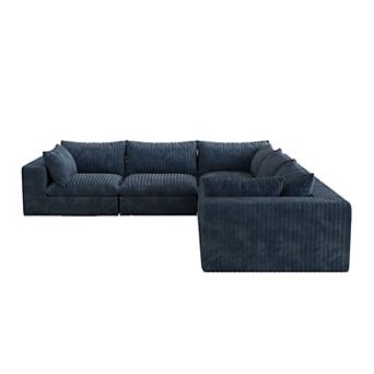 Whisen 118.2'' 5-Seat V-Shaped Cloud Sofa Deep Seat Couch