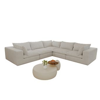 Whisen 118.2'' 5-Seat V-Shaped Cloud Sofa Deep Seat Couch