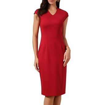 Work Dress for Women V Neck Sleeveless Office Business Elegant Bodycon Sheath Dresses