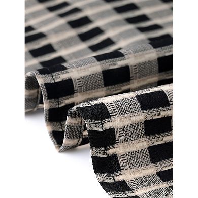 Sleeveless Plaid Dress for Women Crew Neck Smocked Waist Midi Dress