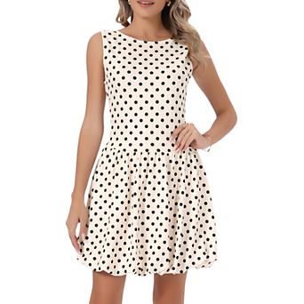 Polka Dots Bubble Dress for Women's Summer Sleeveless Crew Neck Mini Dress Trendy