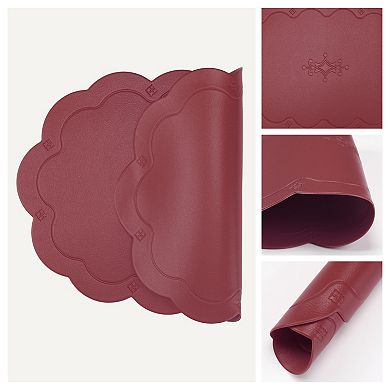 Set of 6 Leather Placemats for Kitchen Dining Table Decor Waterproof Table Placemats 17.7*11.8inch