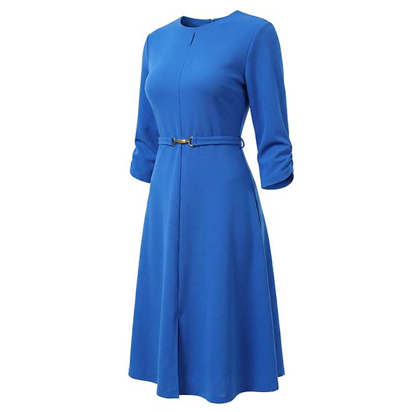 green emerald velvet dress London Times Women's Belted Fit and Flare Pleated Blouson Sleeve Midi Scuba  Crepe Dress Polished Chic Career, Navy Blazer at Amazon Women's Clothing  store main image 0