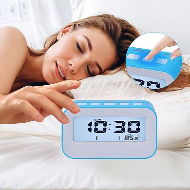 Electric Alarm Clock with Temperature Display, Battery Powered, Dual Alarms 4.3"x1.8"x2.4"
