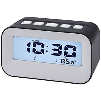 Electric Alarm Clock with Temperature Display, Battery Powered, Dual Alarms 4.3"x1.8"x2.4"