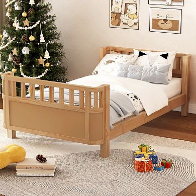 Whisen Platform Bed with Rails, Sturdy Wooden Frame