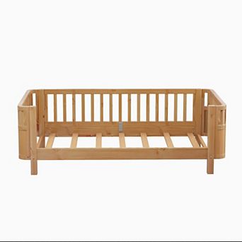 Whisen Platform Bed with Rails, Sturdy Wooden Frame