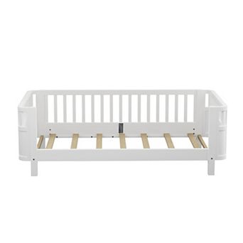 Whisen Platform Bed with Rails, Sturdy Wooden Frame