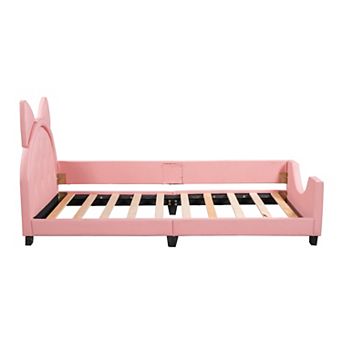 Whisen Twin Size Upholstered Daybed with Carton Ears Shaped Headboard