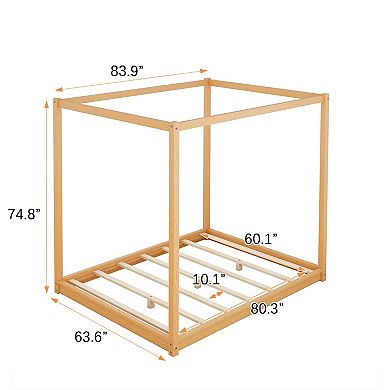 Whisen Canopy Platform Bed with Support Legs