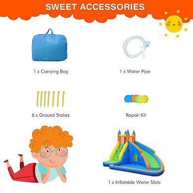 Inflatable Mighty Bounce House Jumper with Water Slide without Blower