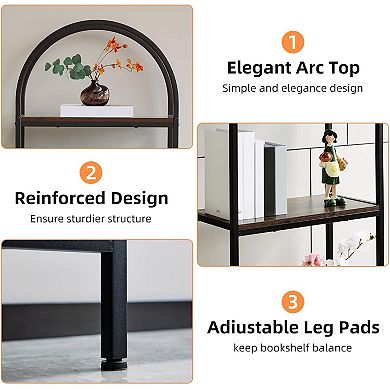 Arched Bookshelf,Arched Display Racks,Tall Standing Bookshelves With Metal Frame,Modern Open