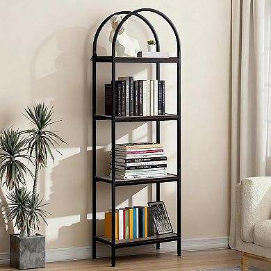 Arched Bookshelf,Arched Display Racks,Tall Standing Bookshelves With Metal Frame,Modern Open