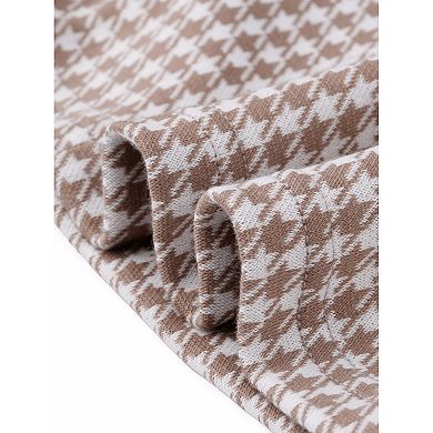 Plaid Dress for Women's Sleeveless Boat Neck Vintage Houndstooth Work Dresses