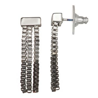 Simply Vera Vera Wang Black Tone Post Ombre Small Linear Earrings