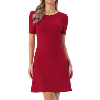 Knit Dress for Women Short Sleeves Crew Neck Solid Color Slim Fit Summer Mini Dresses