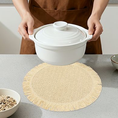 Rustic Placemats Set of 6 Woven Placemats for Dining Table Decor Round Kitchen Table Mat 15inch