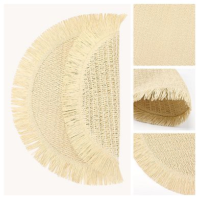 Rustic Placemats Set of 6 Woven Placemats for Dining Table Decor Round Kitchen Table Mat 15inch