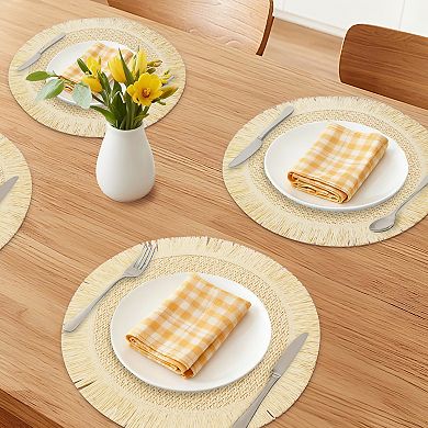 Rustic Placemats Set of 6 Woven Placemats for Dining Table Decor Round Kitchen Table Mat 15inch