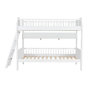 Whisen Wooden Bunk Bed with 3 Storage Shelves,Ladder can be Changed