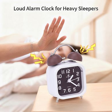 Classic Mechanical Alarm Clock Analog Dial, Nightlight, Durable Metal Casing for Dorm 3.5"x2.2"x5.5"