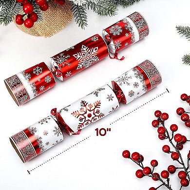 12 Pack 10" Luxurious Red & White Snowflake Design Table Favors with Party Hat