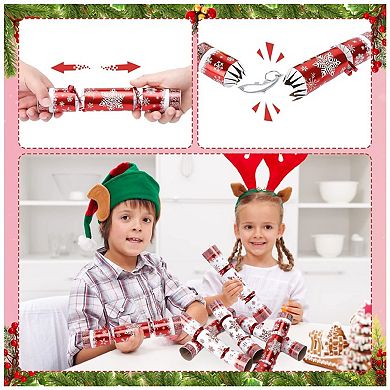 12 Pack 10" Luxurious Red & White Snowflake Design Table Favors with Party Hat
