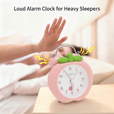 Mechanical Alarm Clock Colorful Cartoon Design, Loud Bell Ring, Silent Non-Tick 4.3"x2.4"x5.5"