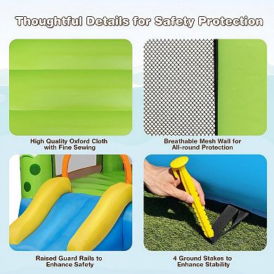 Inflatable Bounce House with Slide Basketball Rim and Carrying Bag