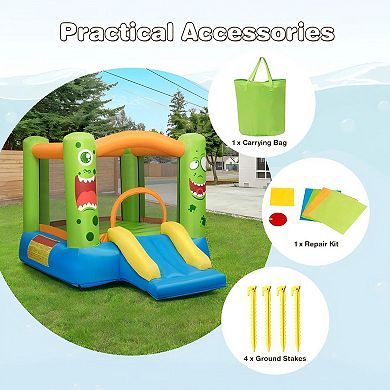 Inflatable Bounce House with Slide Basketball Rim and Carrying Bag