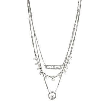Simply Vera Vera Wang Silver-Tone 3-Row Collar Necklace