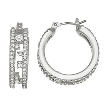 Simply Vera Vera Wang Silver-Tone Simulated Stone Double Hoop Earrings