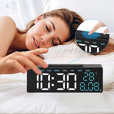 Dimmable LED Alarm Clock 3-Level Brightness, Dual Alarms, Snooze Function 7.1"x1.4"x2.6"