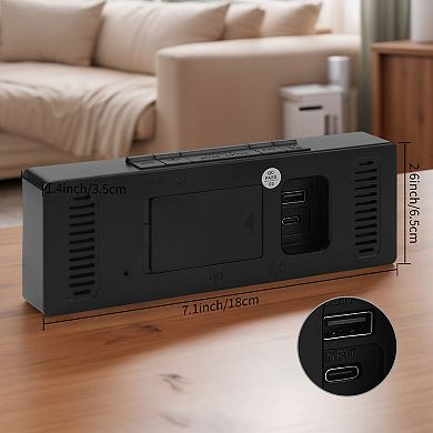 Dimmable LED Alarm Clock 3-Level Brightness, Dual Alarms, Snooze Function 7.1"x1.4"x2.6"