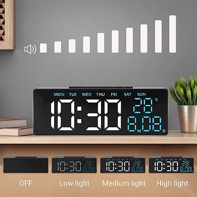 Dimmable LED Alarm Clock 3-Level Brightness, Dual Alarms, Snooze Function 7.1"x1.4"x2.6"