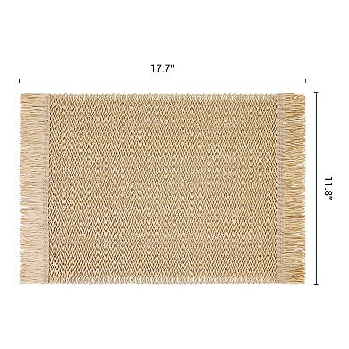 Set of 6 Woven Placemats for Dining Table Decor Washable Kitchen Table Mat with Tassel 17.7*11.8inch