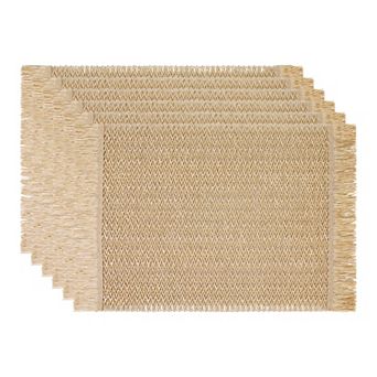 Set of 6 Woven Placemats for Dining Table Decor Washable Kitchen Table Mat with Tassel 17.7*11.8inch