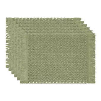 Set of 6 Woven Placemats for Dining Table Decor Washable Kitchen Table Mat with Tassel 17.7*11.8inch